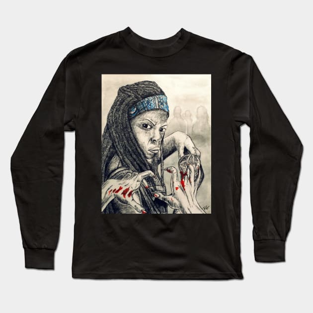 Michonne Long Sleeve T-Shirt by RG Illustration